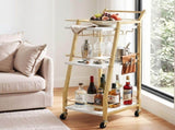 Artiss Bar Cart Trolley Kitchen Island Serving Wine Glass Holder Marble 41cm FUR-Z-BC-PB01-GD