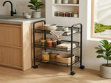 CARLA HOME 3 Tier Rolling Kitchen Trolley Cart - Metal Mesh - Black - Basic - Steel V178-36464