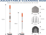 3-in-1 Tile and Tub Scrubber with Long Handle and 3 Detachable Replacement Brush Heads, Adjustable V1189-LC-AMZ-00162