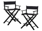 Sarantino Set of 2 Black Tall Directors Chair Beech Wood Frame with Canvas Seat WDC-JOY-BK-2