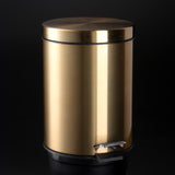5L Stainless Steel Round Trash Can With Lid And Foot Pedal for Household Kitchen Hotel-Champagne V1161-110301