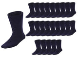 24 Pairs BAMBOO SOCKS Mens Heavy Duty Premium Thick Work Socks Cushion BULK - Navy Blue V563-24BMSKS-NVYBLU-SIZE6-11