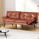 Artiss Sofa Bed Convertible 3 Seater Couch Recliner Lounge Chair Leather Brown SBED-J-01-LEA-BR-AB
