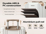 Wanderlite 20" Aluminium Frame Carry On Luggage Suitcase TSA Lock Spinner Wheels White Gold LUG-ALU-20-WHGD