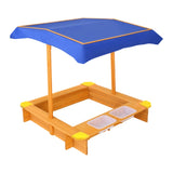 Keezi Kids Sandpit Wooden Sandbox Sand Pit with Canopy Water Basin Toys 103cm SAND-CANOPY-WATER