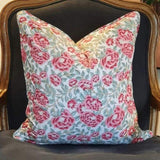 Kolka Peonies Soft Cotton Voile Decorative Hand Block-Printed Cushion - Ruby V563-0110