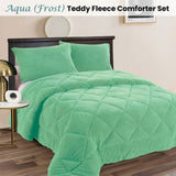 Ramesses Teddy Fleece 3 Pcs Comforter Set Aqua Queen V442-KIT-COMFORTER-TEDDY-AQUA-QS