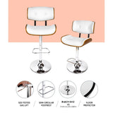 Artiss Bar Stools Gas Lift Leather White BA-TW-8045-WH