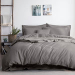 luxurious linen cotton quilt cover set queen grey V517-LCQC-QGREY