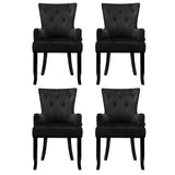 4x Artiss Dining Chairs Velvet French Provincial Armchair Black UPHO-D-DIN116-VEL-BKX4