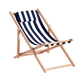 Gardeon Outdoor Deck Chair Wooden Sun Lounge Folding Beach Patio Furniture Blue WOOD-B-BC-6021T-BW