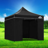 Instahut Gazebo Pop Up Marquee 3x3m Folding Tent Wedding Gazebos 500D Black GAZEBO-C-3X3-DX-BLACK