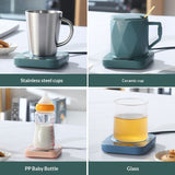 Coffee Mug with Cup, Coffee 55&degC Constant Temperature Thermostat Coaster Smart Cup V1192-AZ-W-2803