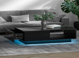 Artiss Coffee Table Led Lights Black FUR-R-COF-LED-01-BK