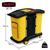 AUCH Double Bag Janitor Cleaning Trolley, Housekeeping Cart, Lockable Cabinet with Storage Tubs, V219-MATJANAC11YB