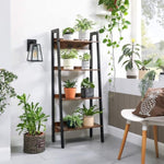 VASAGLE Ladder Shelf 4-Tier Home Office Bookshelf Metal Frame Industrial Rustic Brown and Black V227-9101402108471