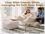 Artiss Bean Bag Sofa w/Ottoman Corduroy for Adults Teens White SBED-N-01-WH