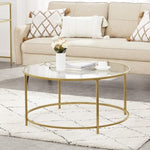 Gold Glass Table with Golden Iron Frame Stable and Robust Tempered Glass V178-11833