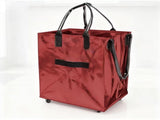 Red Portable Folding Shopping Trolley Bag - Durable Woven Fabric, Reusable Grocery Bag V888-ELOSUNG42887
