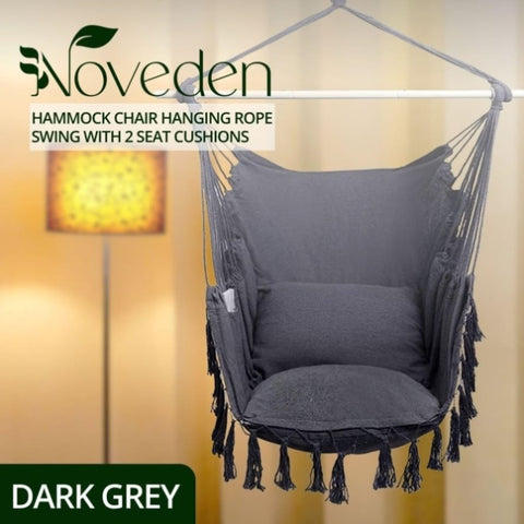 NOVEDEN Hammock Chair Hanging Rope Swing with 2 Seat Cushions Included V227-6777715009160