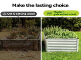 Green Fingers Raised Garden Bed 2 in 1 Modular Galvanised Planter Box Rust Resistant 240x80x60cm GB-REC-2408060-SL
