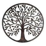 French Rustic 60cm Tree of Life & Birds Round Metal Wall Garden Art Sculpture V63-931321