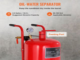 10Gal/40L Sandblaster Equipped w/Nozzle Shut-Off Valve Pressure Gauge Ceramic Nozzle Rubber Wheels V952-40LPSJ00000000001V0
