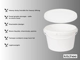 Kitchee Bulk 10x 5L Plastic Buckets Lids - Empty White With Handle Large Pail V238-SUPDZ-21934187380816