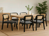 Levede Dining Chair Wood Rattan Armless Black x6 CH1144-2-BKX3