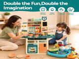 Keezi 2 Piece Kids Pretend Kitchen Playset Water Toys Fishing Game Food Play PLAY-KITCHEN-SINK-GN