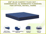 5m Blue Carpet Tiles Set Commercial & Domestic Flooring for Office, Retail, Home V63-953001