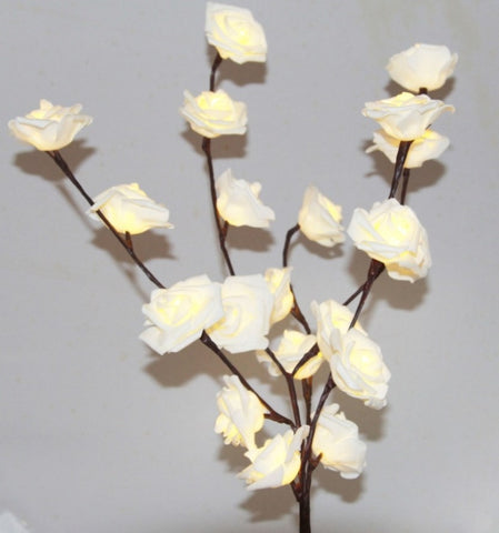 1 Set of 50cm H 20 LED White Rose Tree Branch Stem Fairy Light Wedding Event Party Function Table V382-WHROSESTEMBATT