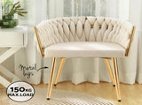 1 Set of 2 Artiss Dining Chairs Velvet Armchair Beige UPHO-C-DIN-01-VEL-BGX2