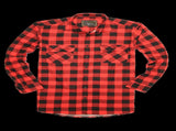Mens 100% Cotton Flannelette Shirt Long Sleeve Check Authentic Flannel - Red/Black - 4XL V563-FS-FP22-190-4XL