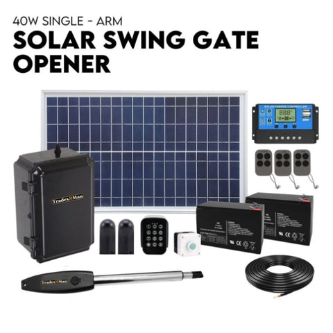 Swing Gate Opener Automatic Full Solar Power Kit Remote Control V379-SNGLSOLARSET05