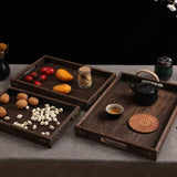 SOGA Medium Walnut Rectangle Wooden Tray Breakfast Dinner Serving Board Tea Set Holder Kitchen Home WODE562