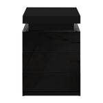 Artiss Bedside Table LED 3 Drawers - COLEY Black FURNI-O-LED-BS-3D-BK