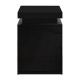 Artiss Bedside Table LED 3 Drawers - COLEY Black FURNI-O-LED-BS-3D-BK