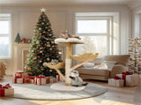Extra Large Black Cat Tree Tower with Real Wood and Wicker Basket, 60x111cm V178-59365