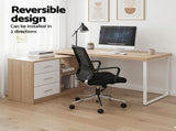 Artiss Computer Desk Swivelling L shape Home Office Storage Cabinet Oak FURNI-C-DESK-MET-140WD-AB