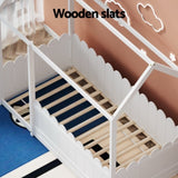 Artiss Bed Frame Wooden Kids House Single Frame White KORI WBED-KORI-S-WH-AB