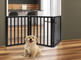 PaWz 3 Panels Wooden Pet Gate Dog Fence Black 139CM PT1060-3-BK