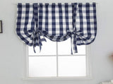 1*Curtain Blue and White Check Ups Farmhouse Thermal Insulated Window Adjustable Balloon V1366-AZ2-W-20656