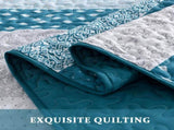 Teal Blue Stripe Boho Elysian Bedspread Coverlet 3 Piece Set V745-AC081297Q13U