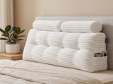 Giselle wedge pillow headboard with non-flattening shredded foam core, perfect for dorm reading or HBP-HRNECK-COR-WH-D