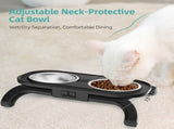 Adjustable Height Pet Food Bowl with Stainless Steel Double Bowls, Ergonomic Raised Cat Feeder for V1341-ZY-SVQS3765-BLACK