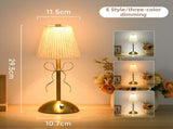 Creative Rechargeable Bow Table Lamp with Pleated Fabric Lampshade - Three Colour Soft Light, Touch V888-ELOSUNG52998