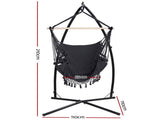 Gardeon Hammock Chair with Steel Stand Hanging Outdoor Tassel Grey HM-CHAIR-TASSEL-GREY-X