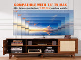 Rattan TV Stand for 75in TV, Boho TV Stand with Rattan Door, Entertainment Center with Build-in V952-TBDSJ66INCHE0TAMJV3