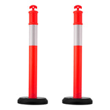 2 Pack Traffic Delineator Posts, 1140 mm Traffic Safety Cones with Fillable Base and Reflective V952-TCDZJTJSZHS4ZA5MR001V0
